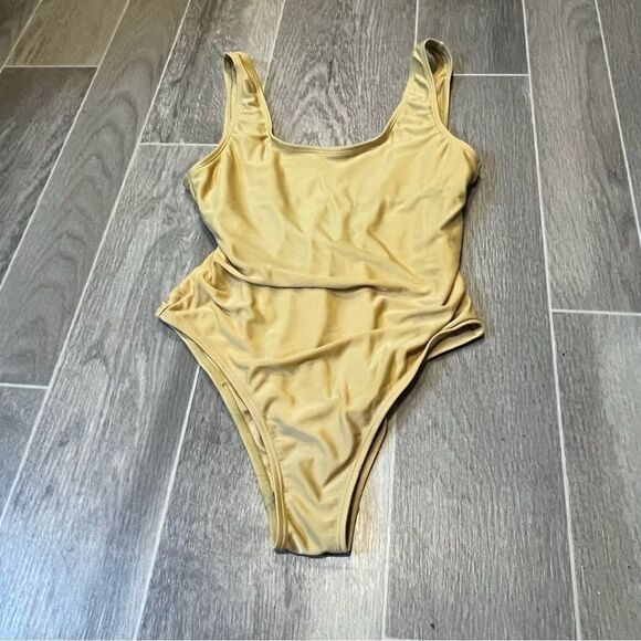 Rue Bleu Yellow Low Back One Piece Swimsuit - Picture 2 of 5